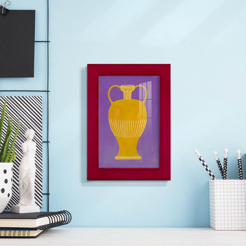 «Gerardon Neon Vase I», impression encadrée sur papier, Rouge, H 6 po x l 4 po x P 1 po
