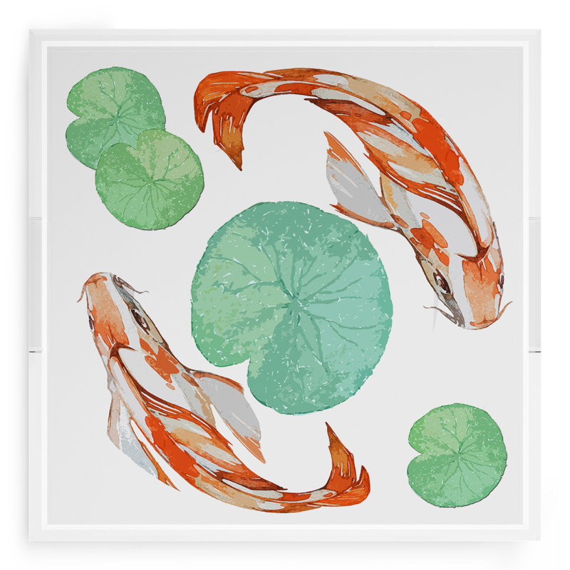 Plateau décoratif carré en acrylique Koi Coral, L 18 po x P 18 po x H 2 po