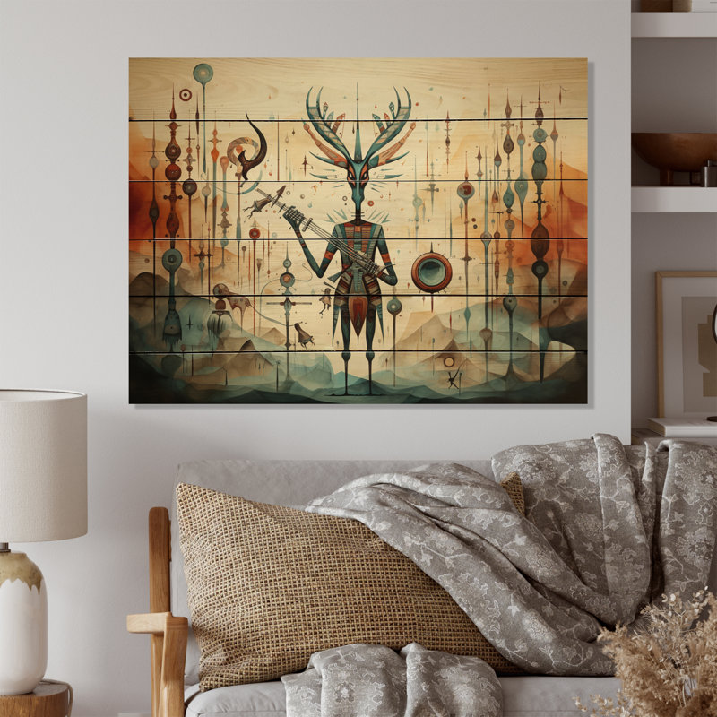 Native Art Kokopellis Melody II sur impression sur bois, H 10 po x l 20 po x P 0,78 po