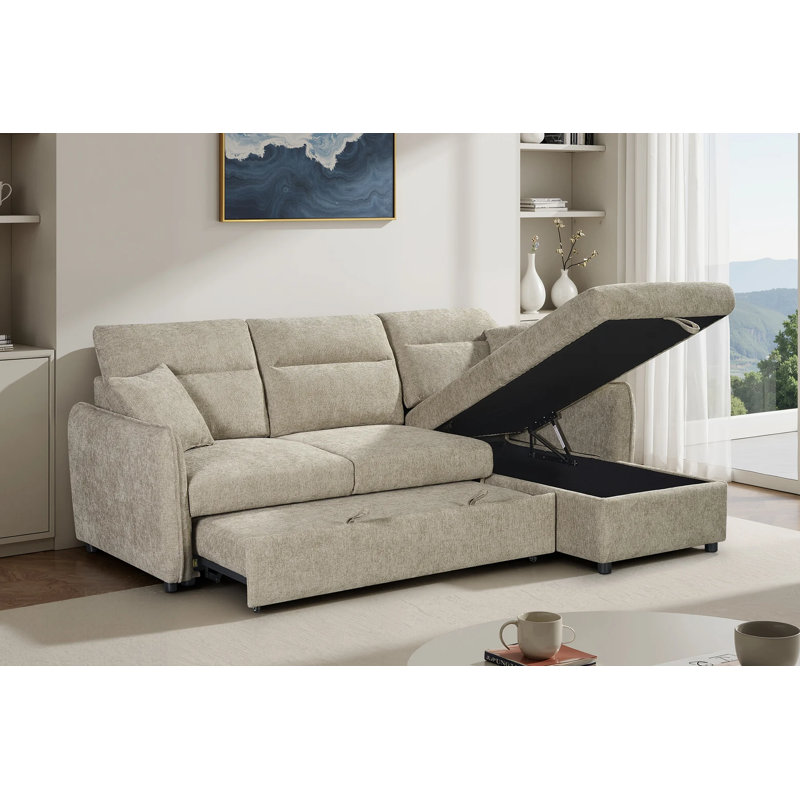 4 Seater Sofa Bed, Right Hand Facing, Beige