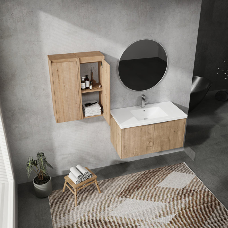 Meuble-lavabo mural sophistiqué avec rangement spacieux et design moderne