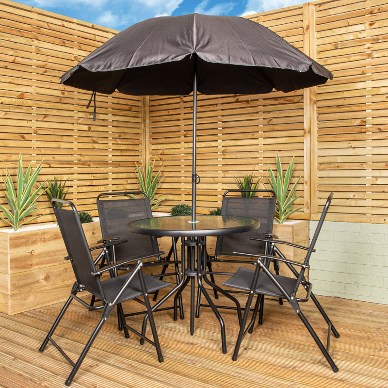 4 - Person Patio Dining Set with, Black