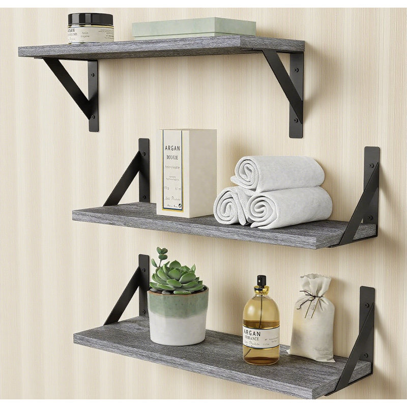 Floating Shelves Set Of 3, Wall Mounted Shelves For Home Decor, Rustic Modern Shelving For Living Room, Bedroom, Office, And Classroom
