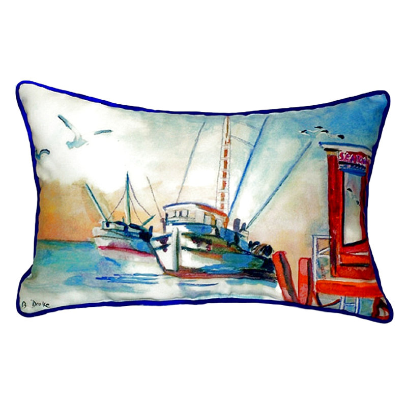 Shrimp Outdoor Reversible Throw Pillow, Small