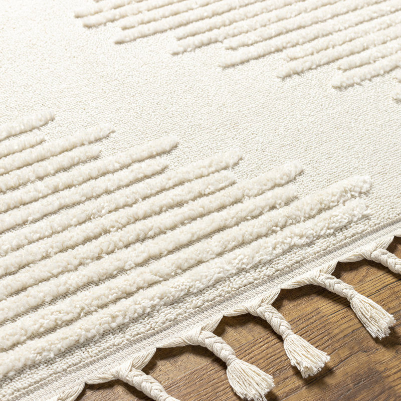 Firman Geometric Machine Woven Cream Area Rug, Rectangle 6'7" x 9'