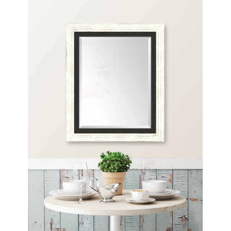 Chilhowie Wood Flat Wall Mirror, 36" H x 30" W, Black