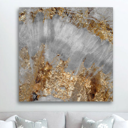 " Abstract Adore Gold Geode Crystals ", 12" H x 12" W, Canvas