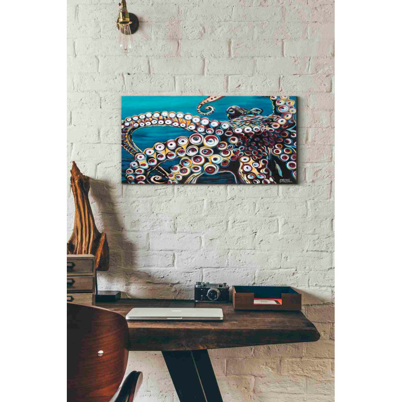 «Wild Octopus I» par Carolee Vitaletti, art mural sur toile, H 12 po x l 24 po x P 0,75 po