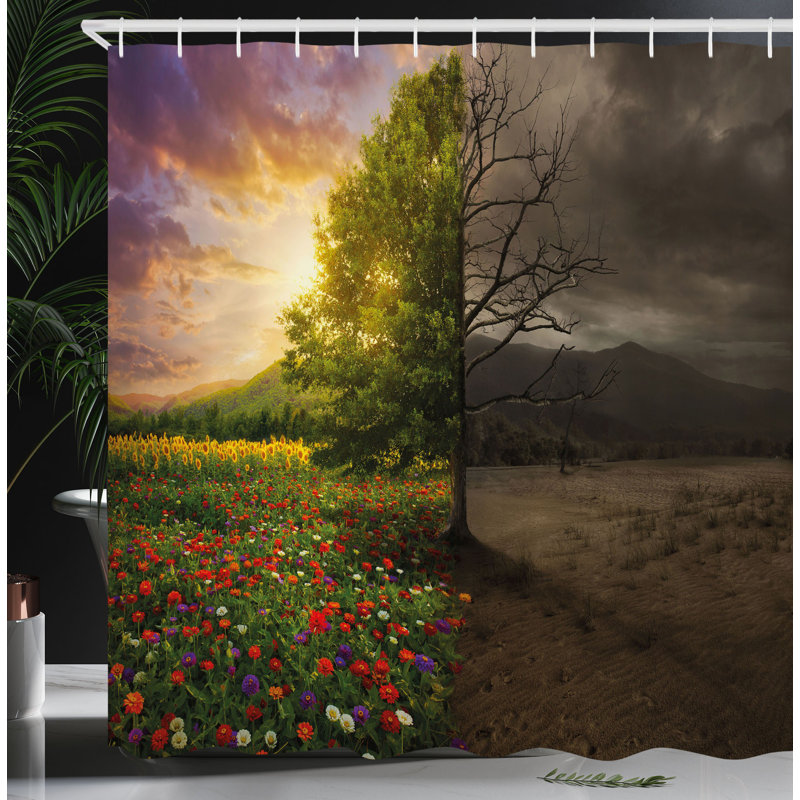 Shower Curtain with Hooks Included, 70"H x 69"W