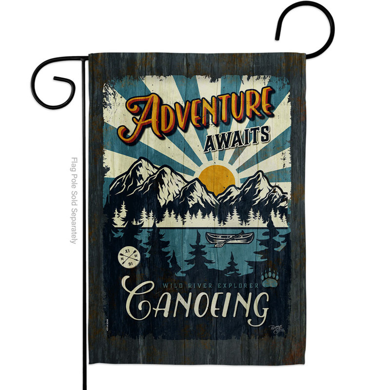 Drapeau de jardin en polyester 19 po x 13 po Awaits Canoeing Sail