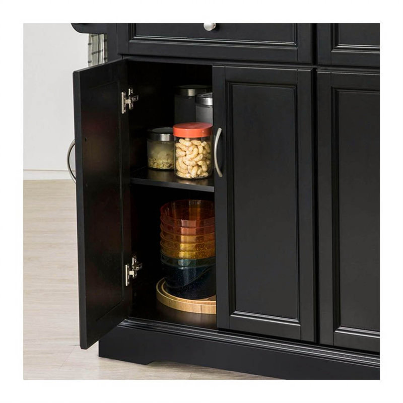 Lockaby Kitchen Island, Black, Stainless Steel