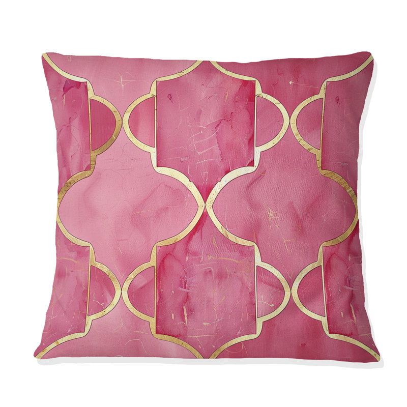 Coussin décoratif rose Mid-Century Trellis V - Mid-Century, H 16 po x l 16 po