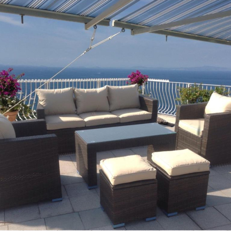 7 - Person Wicker Patio Dining Set with Rectangular Table