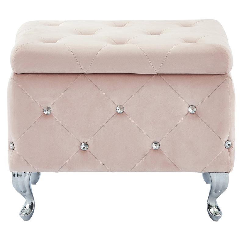 Linder Upholstered Ottoman, Faux Leather Blush Pink