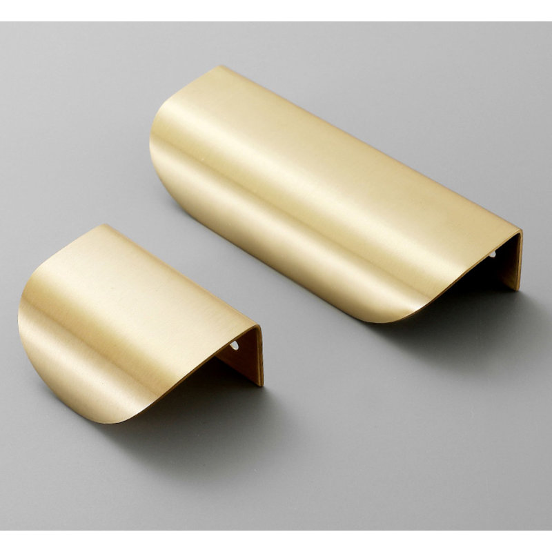  Curved Edge Invisible Pull, Brushed Brass