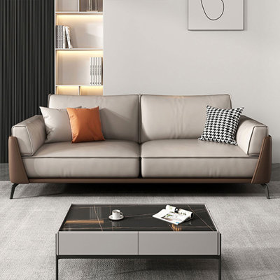 Khaki Coffee Genuine Leather Standard Sofa cushion Loveseat