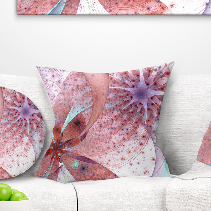 Coussin floral à fleur symétrique floral, 16 po x 1 po, Coussin décoratif