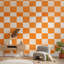 Papier peint à carreaux, décoration murale amovible géométrique orange
