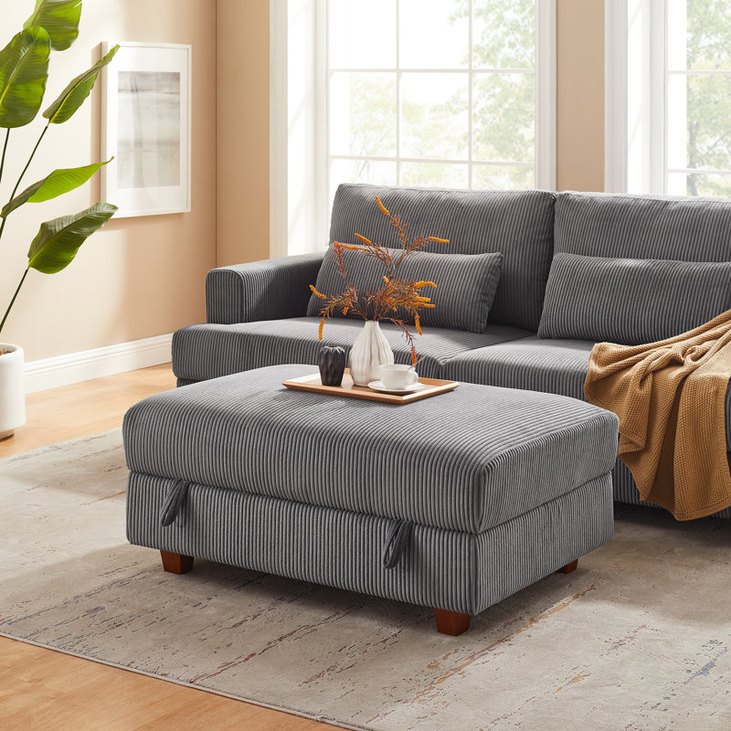 41" Wide Upholstered Ottoman With Storage For Living Room, Gray