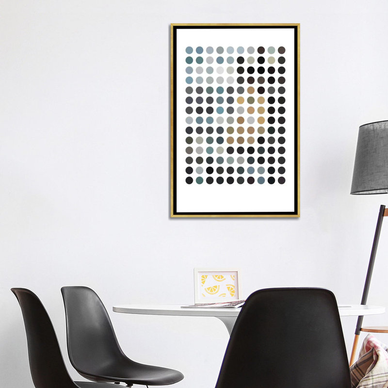« terrey points »-impression sur l’image, H 60 po x l 40po x P 1,5 po, Toile encadrée d'or