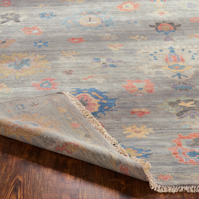 Tapis noué à la main Colorburst Oushak Pewter Sky, Rectangle 4 pi x 6 pi