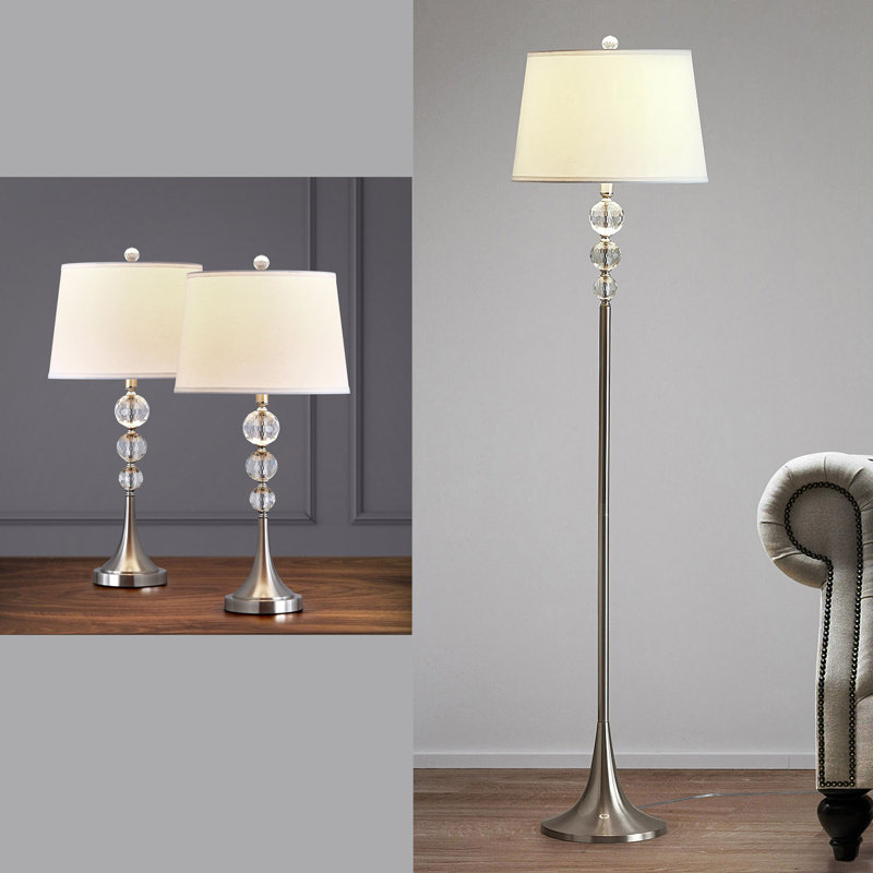 Bernaldo 61'' Traditional Floor & Table Lamp Set, Brushed Nickel