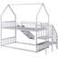 Lit simple superposé simple avec glissière et escalier, argent - Style moderne pour chambre à coucher Escalier de rangement simple / simple en métal avec fonctionnalité-684896797