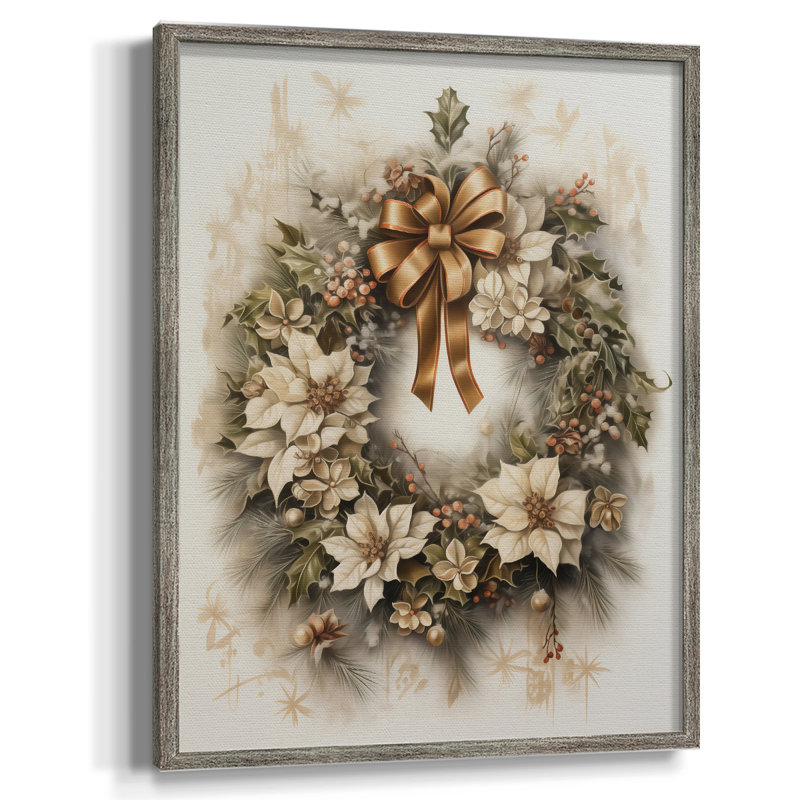 Reproduction encadrée de Noël des fêtes de Noël, art encadré - Bois massif, H 11 po x l 9 po