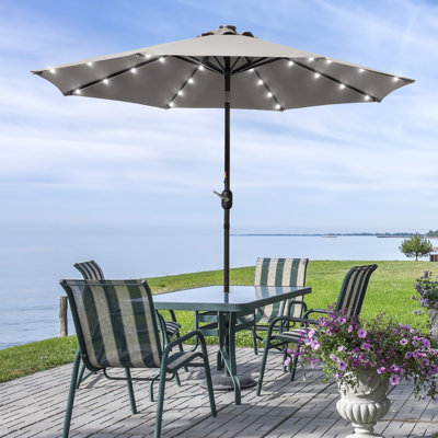Bevan 9' Round Solar LED Patio Umbrella