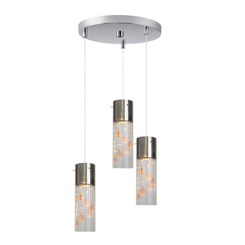 Luminaire suspendu cylindre en grappe 3 lumières gem, Topaze