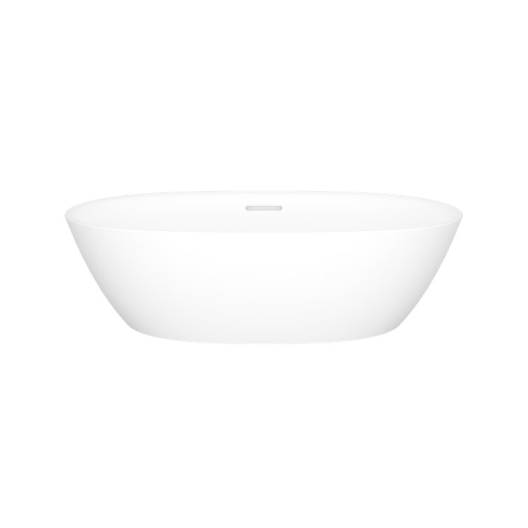 Lussari Standard Matte White Oval Vessel Bathroom Sink with Overflow