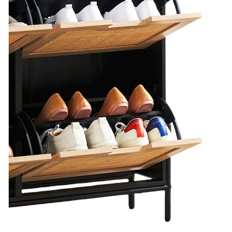16 Pair Shoe Storage Cabinet, Black