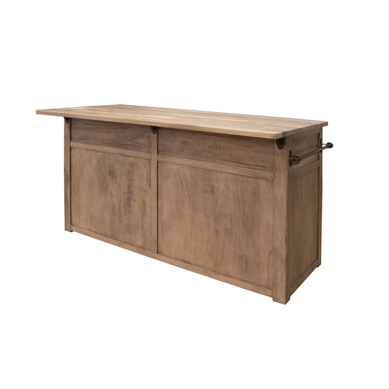 Îlot de cuisine avec 4 portes et 2 tiroirs Natural Parota