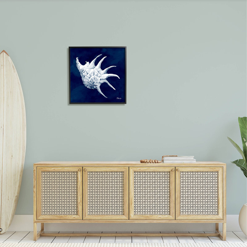 Conque cyanorphe de Paul Brent - impression sur bois, Giclée encadrée noir minuit, H 24 po x l 24 po x P 1,5 po