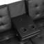 Lit futon noir de conception contemporaine, revêtement, capitonnage biscuit, abris, table rabattable avec porte-gobelets, hauteur de 32 po, hauteur de 2 sièges