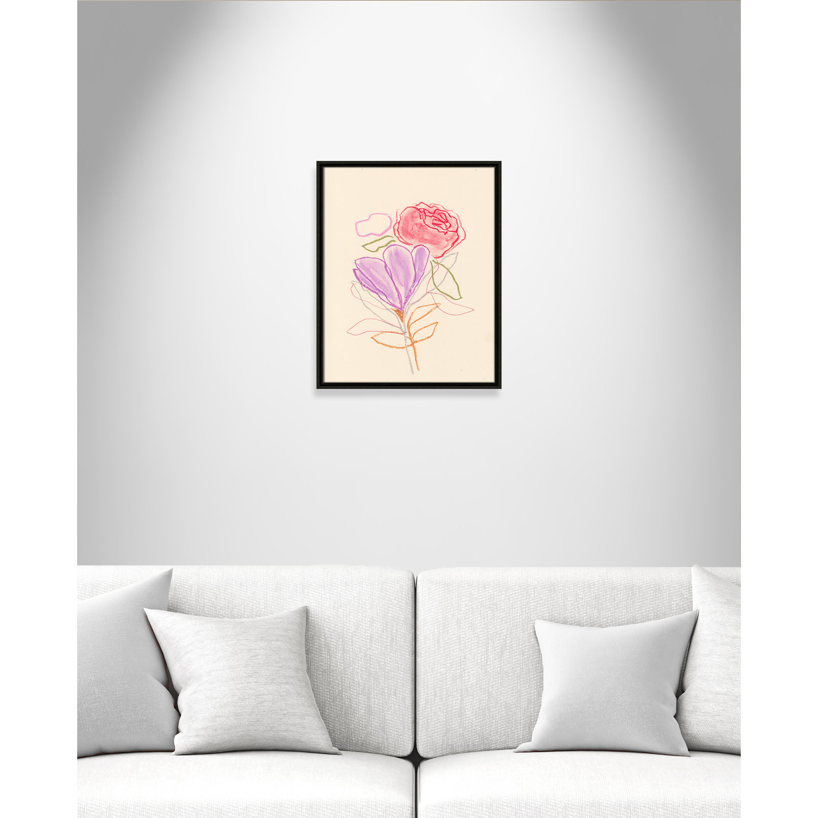 Simple Floral "Simple Floral III" Print, Espresso Floater Framed Canvas, No Mat, 21.5" H x 17.5" W x 2" D