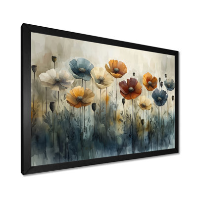 Hiver, minimalisme, coquelicots, champ I - coquelicots, art mural