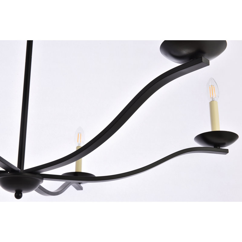 Henton 6 - Light Dimmable Wagon Wheel Chandelier, Black, 20" H x 42" W x 42" D