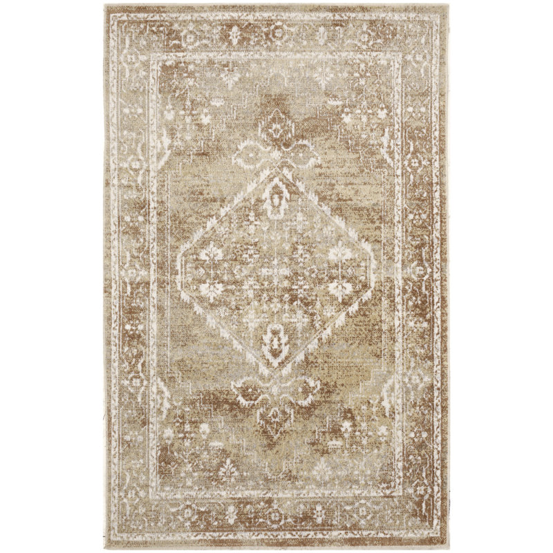 Bungalow Rose Newfields Machine Washable Rust Multicolor Vintage Indoor Rug, Rectangle 3'3" x 5'