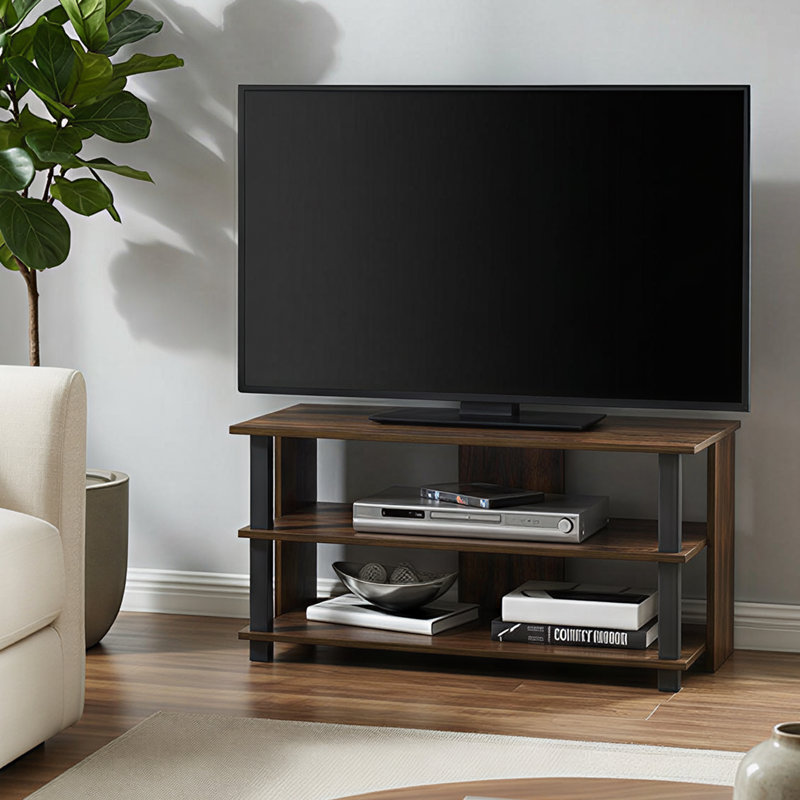 Amanah TV Stand for TVs up to 32", Amber Pine/Black