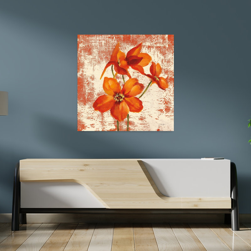 Art contemporain fleur de bijou avec fleurs en fleurs, H 36 po x l 36 po
