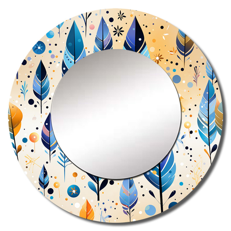 Tribal Dreamscape Boho Pattern - miroir décoratif boho, miroir mural rond Boho, impression d'art en métal, 23 po x 23 po