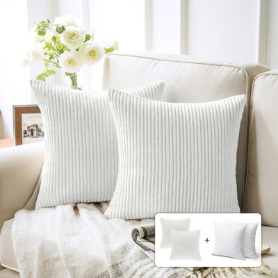 Striped Corduroy Throw Pillow, Solid Color Textured Decorative Pillow