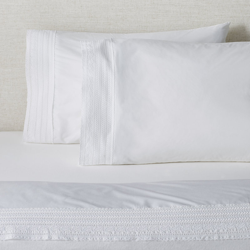 Baya Percale Sheet Set, Queen Fitted Sheet with 2 Pillowcases