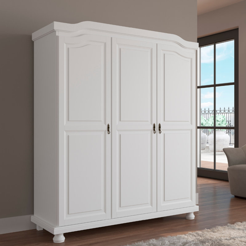 Elbira Bern Hinged Door Wardrobe - Solid pine wood, White