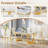  U-Shape Pedestal Dining Set, Faux Marble Tabletop and Petal-Shaped PU Upholstered Chairs-1065552980-1065552991-1065552986