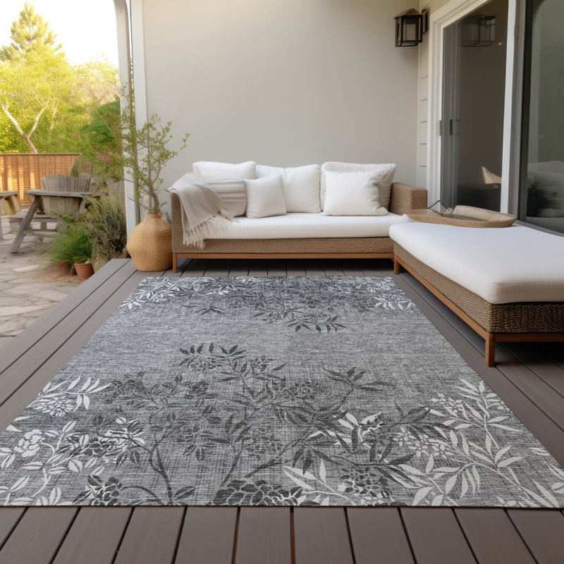 Tapis intérieur / extérieur en polyester tissé à la machine Prinston, Rectangle 3 pi x 5 pi