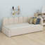 Lit de jour simple rembourré avec lit escamotable en dessous, lit de jour simple avec lit gigogne escamotable, lit de jour avec tête de lit souple et structure à lattes en métal pour la chambre à coucher-823633612