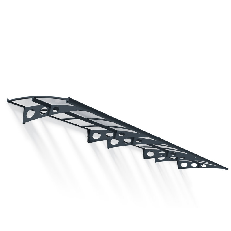 Palram - Canopia Herald 22' W x 4' 6" D Polycarbonate Galvanized Steel Convex Door and Window Awning Gray/Diffused Clear