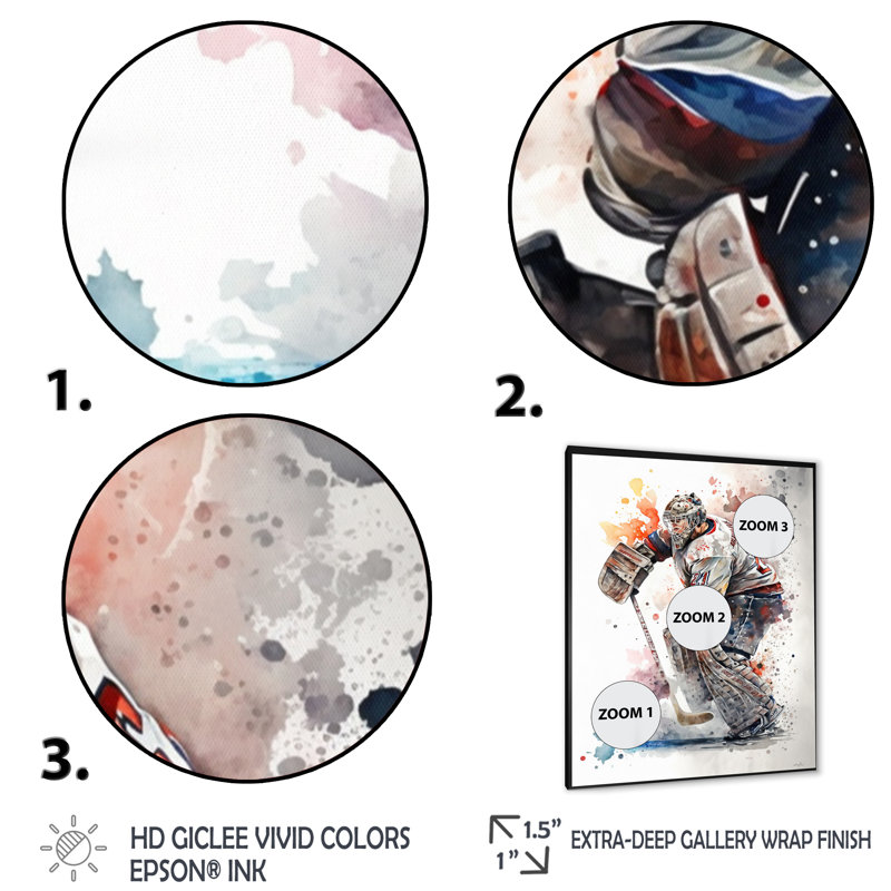 Hockey sur gazon sur glace pendant le match II - Impression sur toile, Cadre photo noir, H 32 po x l 16 po x P 1 po